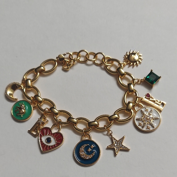Kate Spade Like Magic Charm Bracelet Gold Tone Charms with Colorful - Picture 6 of 10